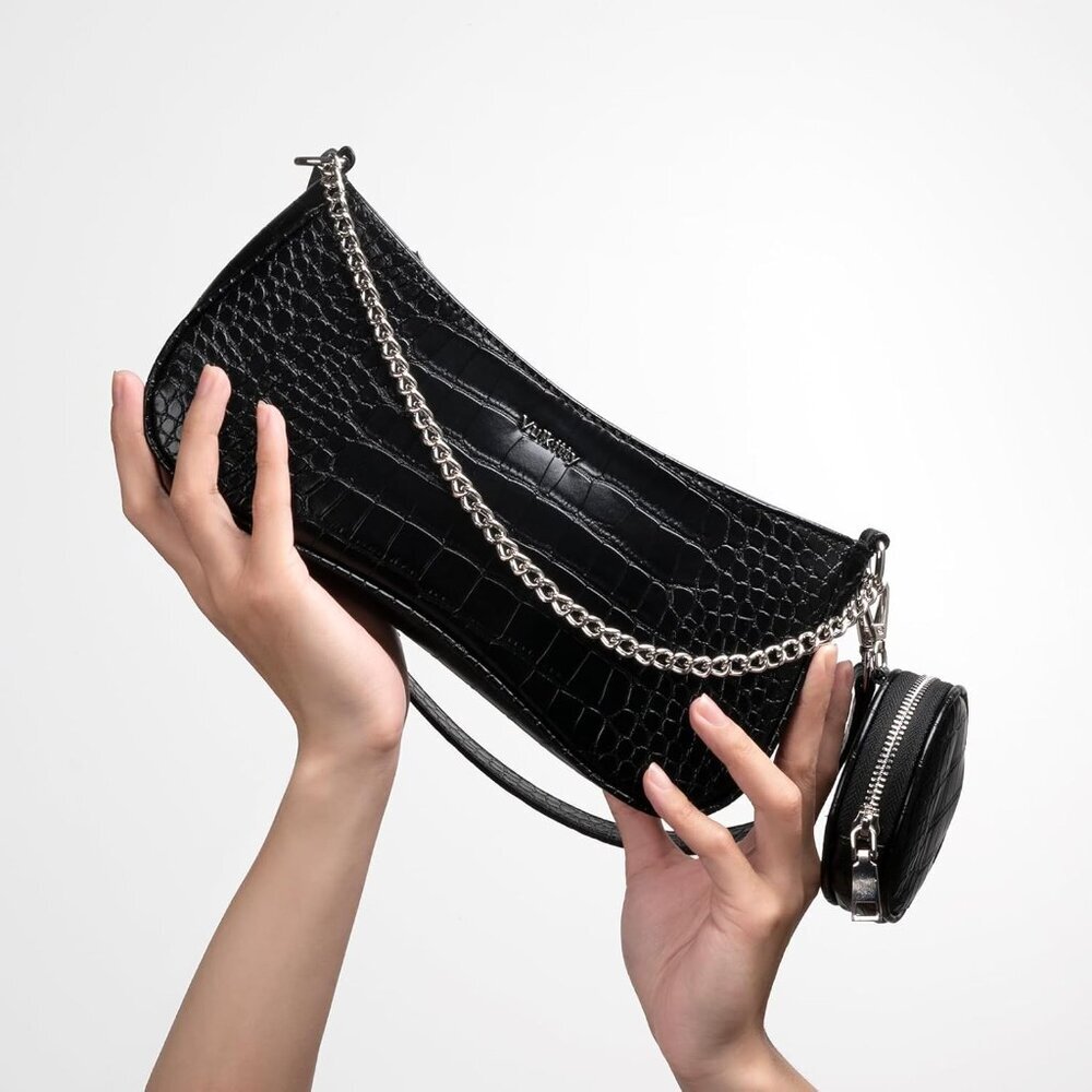 Shoulder Bag for Women Leather Small Purse Crocodile Pattern Clutch handbags - Picture 7 of 7